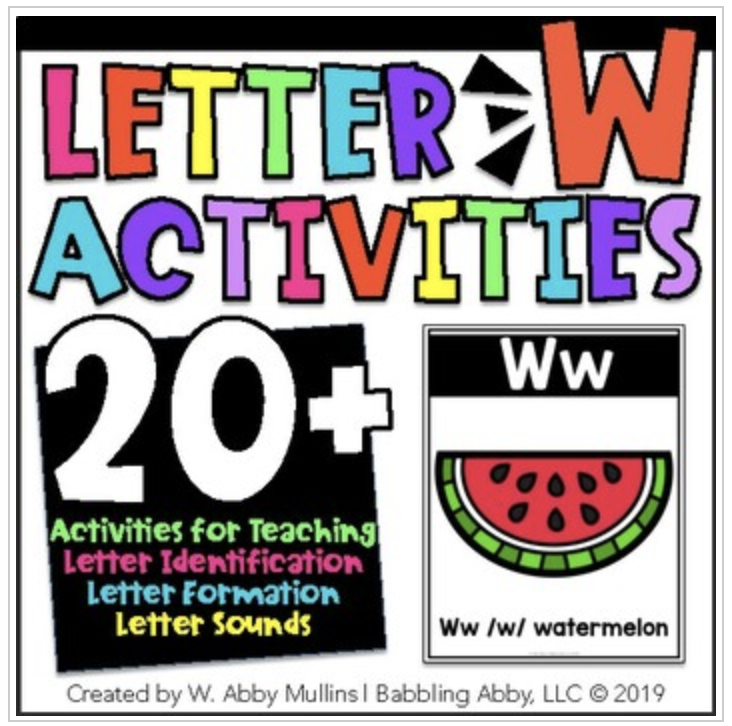 Download your set of 20 activities to use when teaching the letter W.