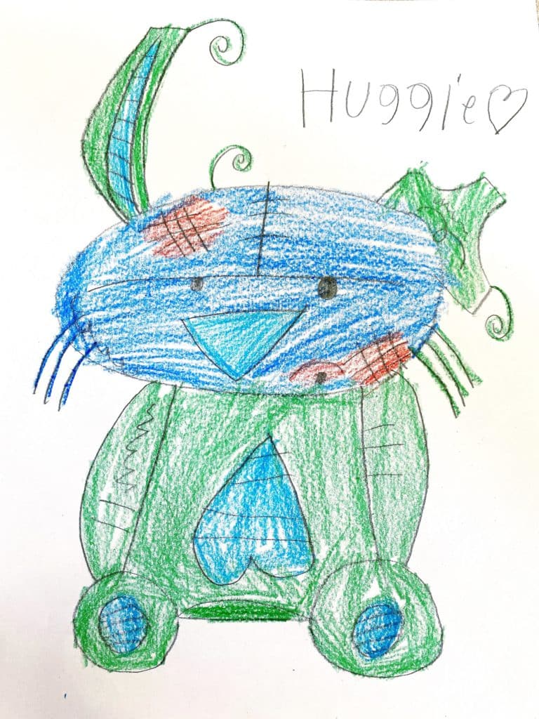 Directed drawing activity of Huggie from The Epic Adventures of Huggie and Stick.