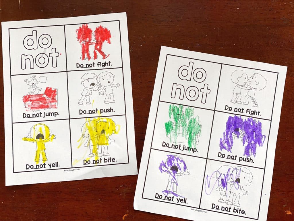 Download our free sight word mini books using the words "do" and "not."