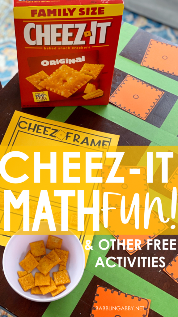 Have fun with Cheez It Math and other free activities! Whether you homeschool or teach in a classroom, these preschool and kindergarten resources will help you incorporate fun and educational activities into your day. They make learning easy! #kindergarten #preschool #distancelearning #NTI #homeschool #freeprintables #reading #math #free #printables #babblingabby babblingabby.net