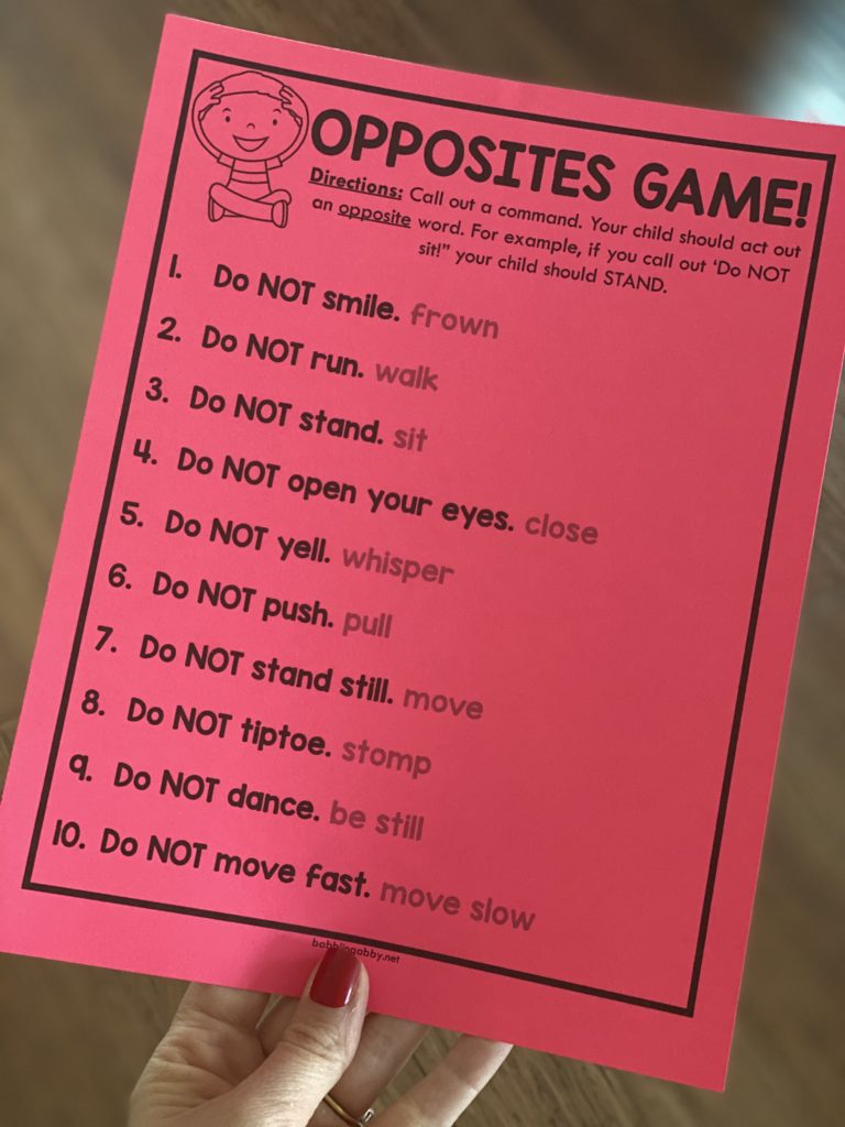 Print your copies of my opposites game for young children.