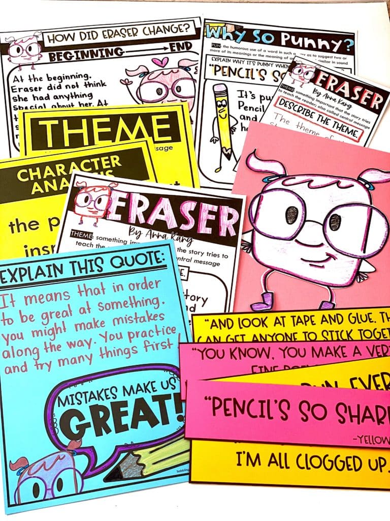 Free printable activities to use with the book, Eraser by Anna Kang