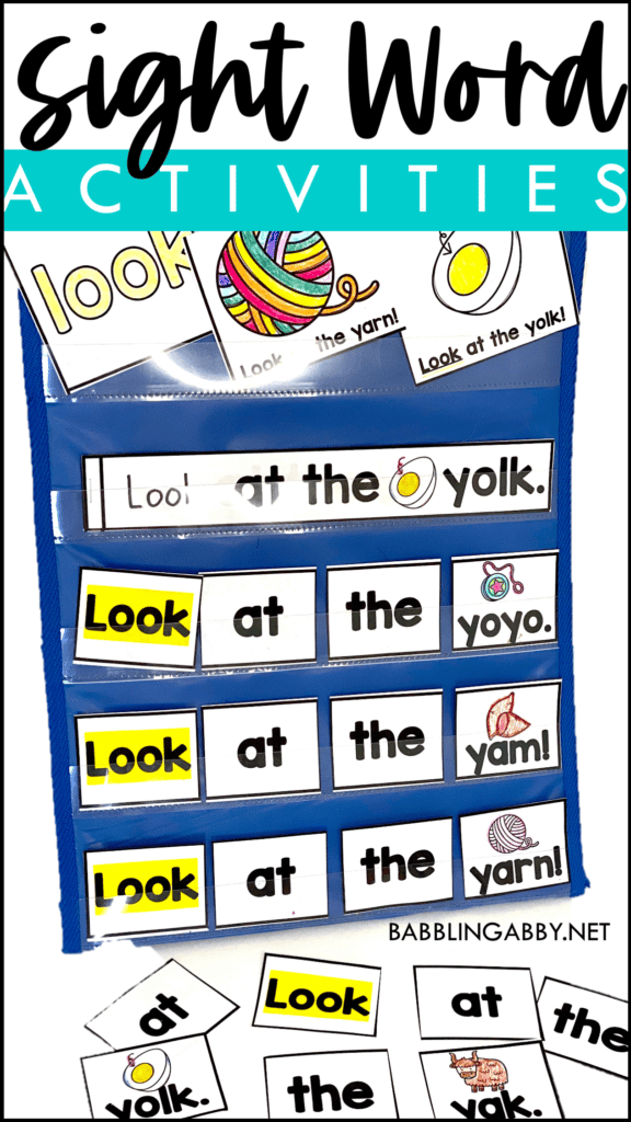 Looking for sight word activities for preschool and kindergarten? You've come to the right place! These activities are simple and effective, and work well in the classroom, for homeschooling families, or during distance learning. Activities include sight word mini-books, flip books, and sentence builders. Additionally, these ELA activities would be perfect for homework, literacy centers, or small group work. #kindergarten #firstgrade #preschool #sightword #wordwork #activities #free #printables #distancelearning #NTI #homeschool #babblingabby babblingabby.net