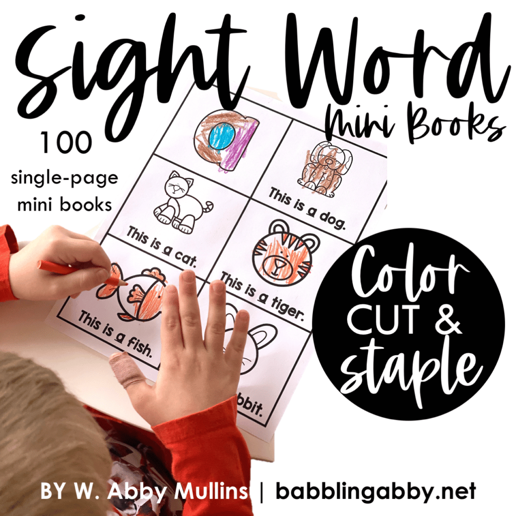 The ultimate sight word mini books! Includes 100, single-page mini books to color, cut, and staple.
