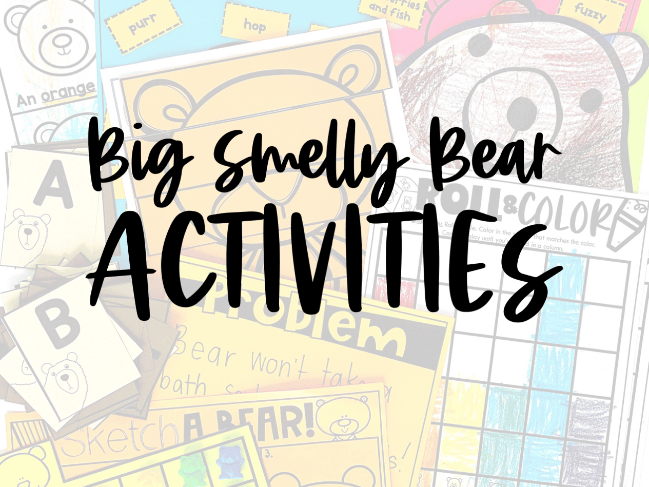This post shares a Big Smelly Bear video read-aloud and activities to use alongside the book. Your children or students will love watching the story come to life, in addition to completing several thematic activities. It’s perfect for distance learning instruction, and helpful for parents as teachers, too! #parentsasteachers #freeprintables #kidlit #videolesson #ELA #pointofview #math #NTI #distancelearning #preschool #kindergarten #firstgrade #secondgrade #babblingabby babblingabby.net