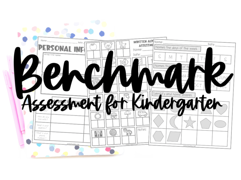 Use this go to assessment to benchmark your kindergarteners easily. It would also be useful for preschool and pre-k and homeschool. Parents and teachers can easily give this benchmark assessment to their students. A student data form that compiles all information is also included. Learn more at babblingabby.net #babblingabby #kindergartenassessment #preschoolassessment #prekassessment #benchmarkassessment #kindergarten #prek #preschool #firstgrade