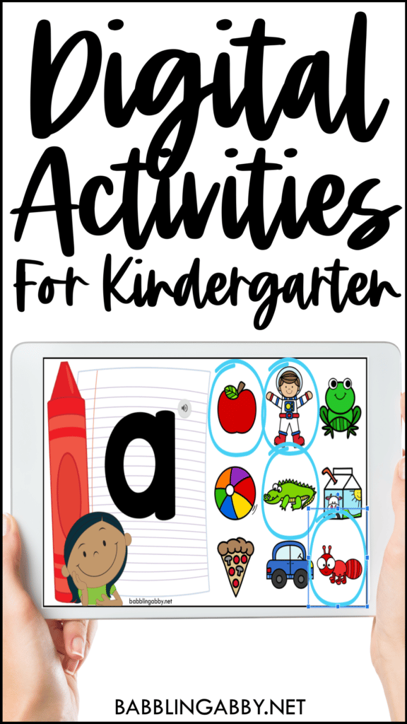 Are you teaching kindergarten virtually? These ELA and math digital resources are the perfect addition to your virtual curriculum. They will save you time and give your students additional skill practice in Google Slides™ or Seesaw™. babblingabby.net #babblingabby #distancelearning #kindergarten #firstgrade #preschool #prek #digitalactivities #digitalcenters #ELA #math #backtoschool #virtuallearning