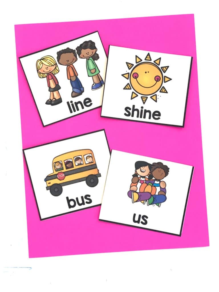 Rhyming picture cards to use with the book, Sounds Like School Spirit. #kindergarten #firstgrade #preschool