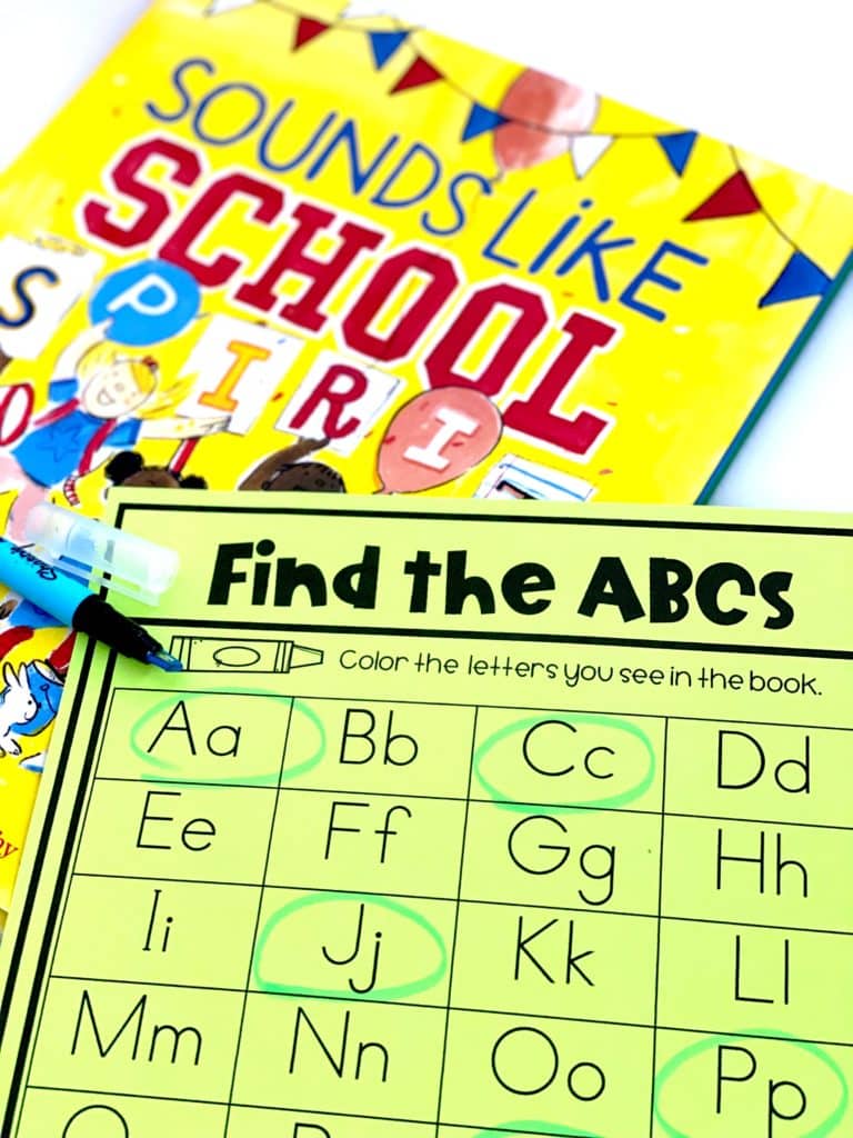 Find the letter activity sheets to accompany the book, Sounds Like School Spirit.