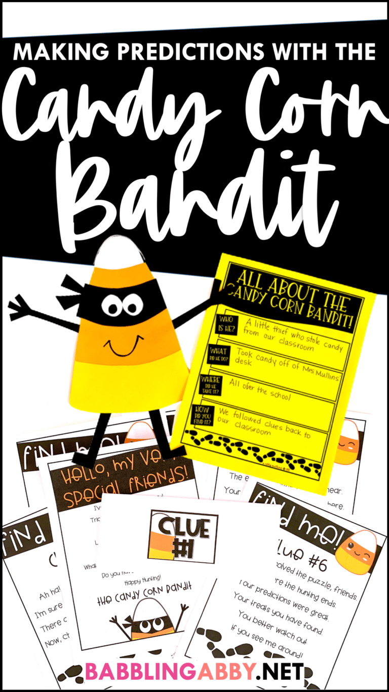 re you looking for the best Halloween activity to engage K-2 students this October?! The Candy Corn Bandit was designed as a high-interest making predictions activity to support students in kindergarten, first grade, and second grade. It is not Halloween-themed, so it can be used during the month of October in many classroom settings. Your students will LOVE it and it promises to be the BEST activity in your classroom this fall!