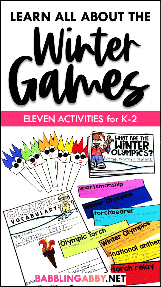 Winter Olympics Activities for kindergarten, first grade, and second grade.