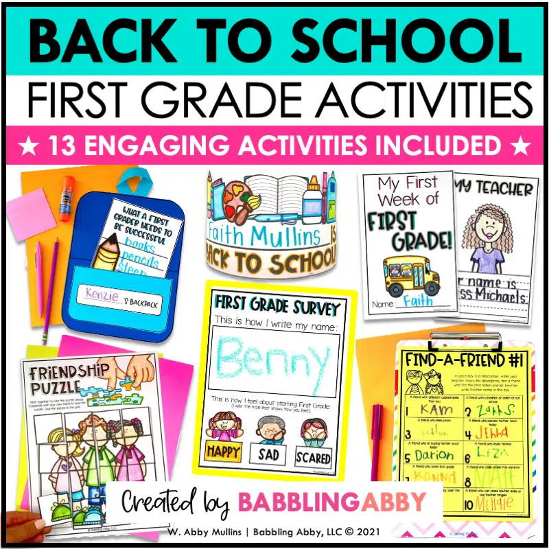 activities for grade 1 first day of school