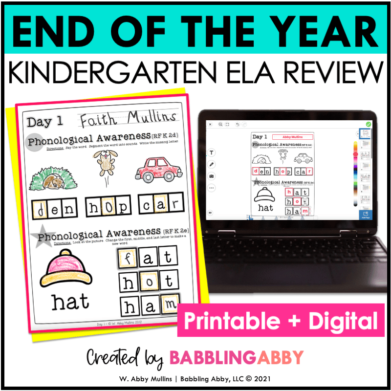 End of the Year Kindergarten ELA Review