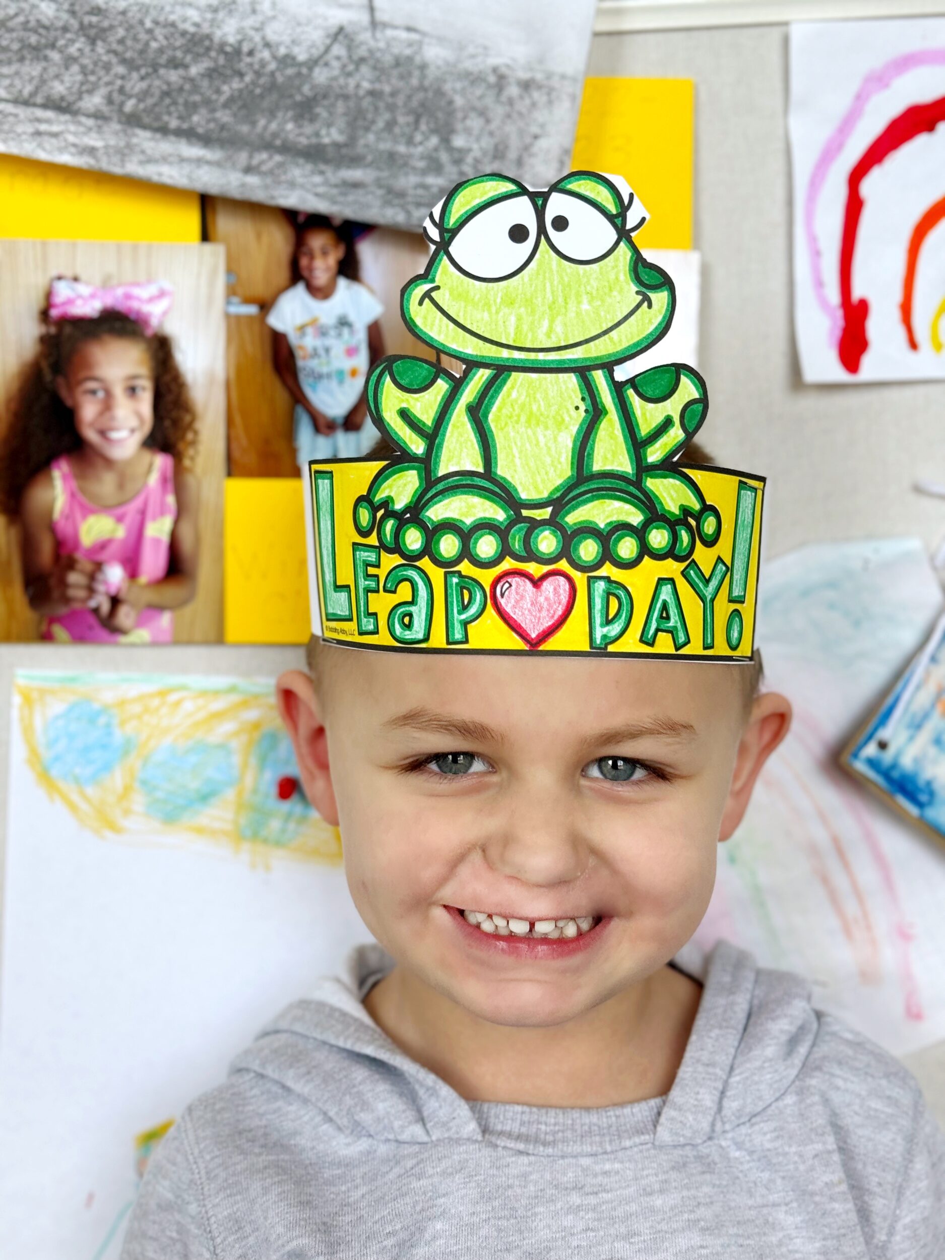 Charlie is wearing an adorable Leap Day sentence strip crown to celebrate Leap Day in the elementary classroom!