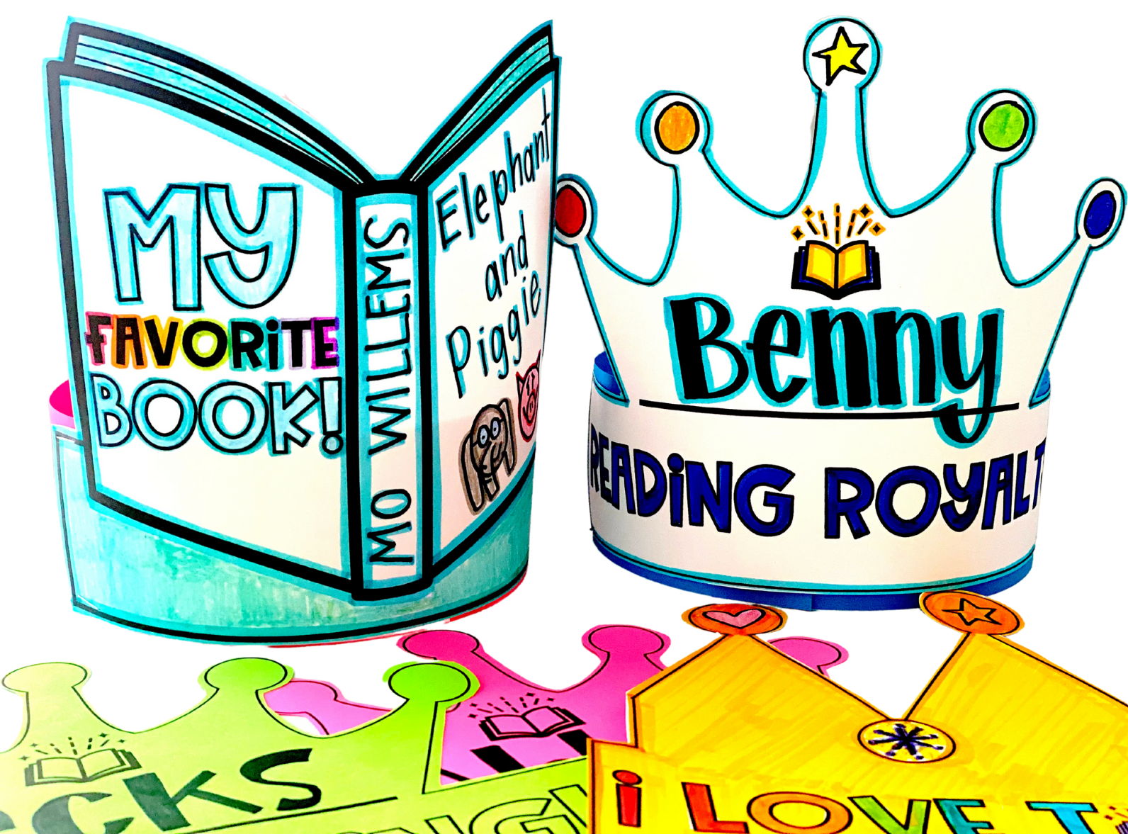 These adorable Celebrate Reading paper sentence strip crowns are perfect for Read Across America for K-2 students.