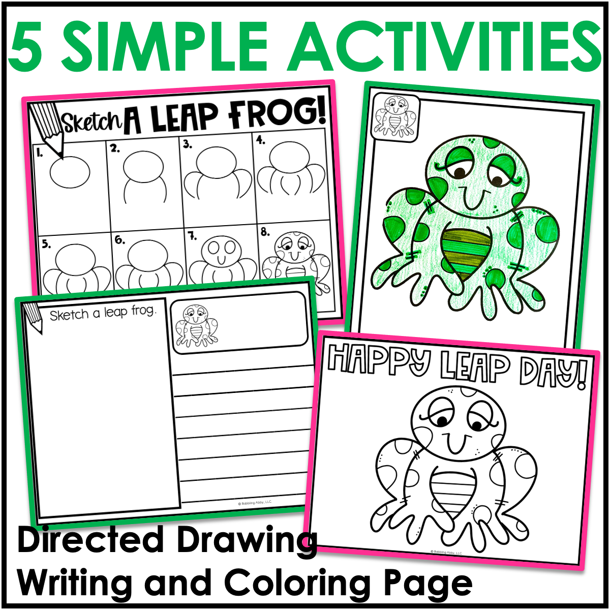 Leap Year Frog directed drawing activity.